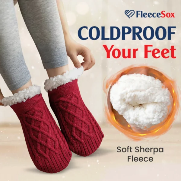 FleeceSox - Fleece-Lined Non-Slip Thermal Slippers Socks